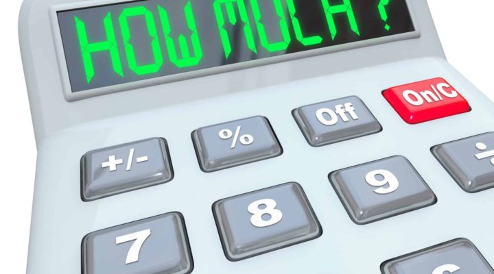 Calculator displaying the text 'How much'