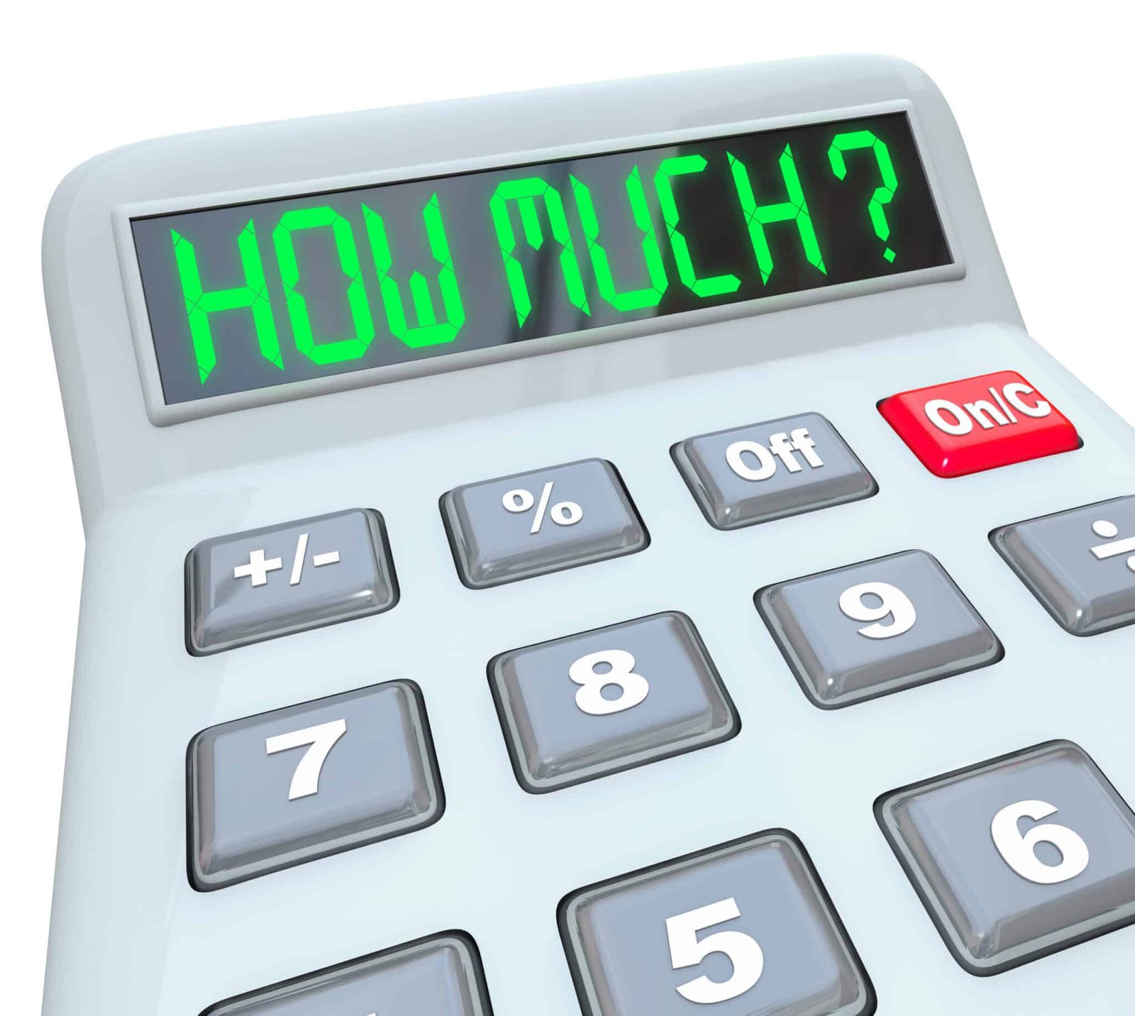 Calculator displaying the text 'How much'